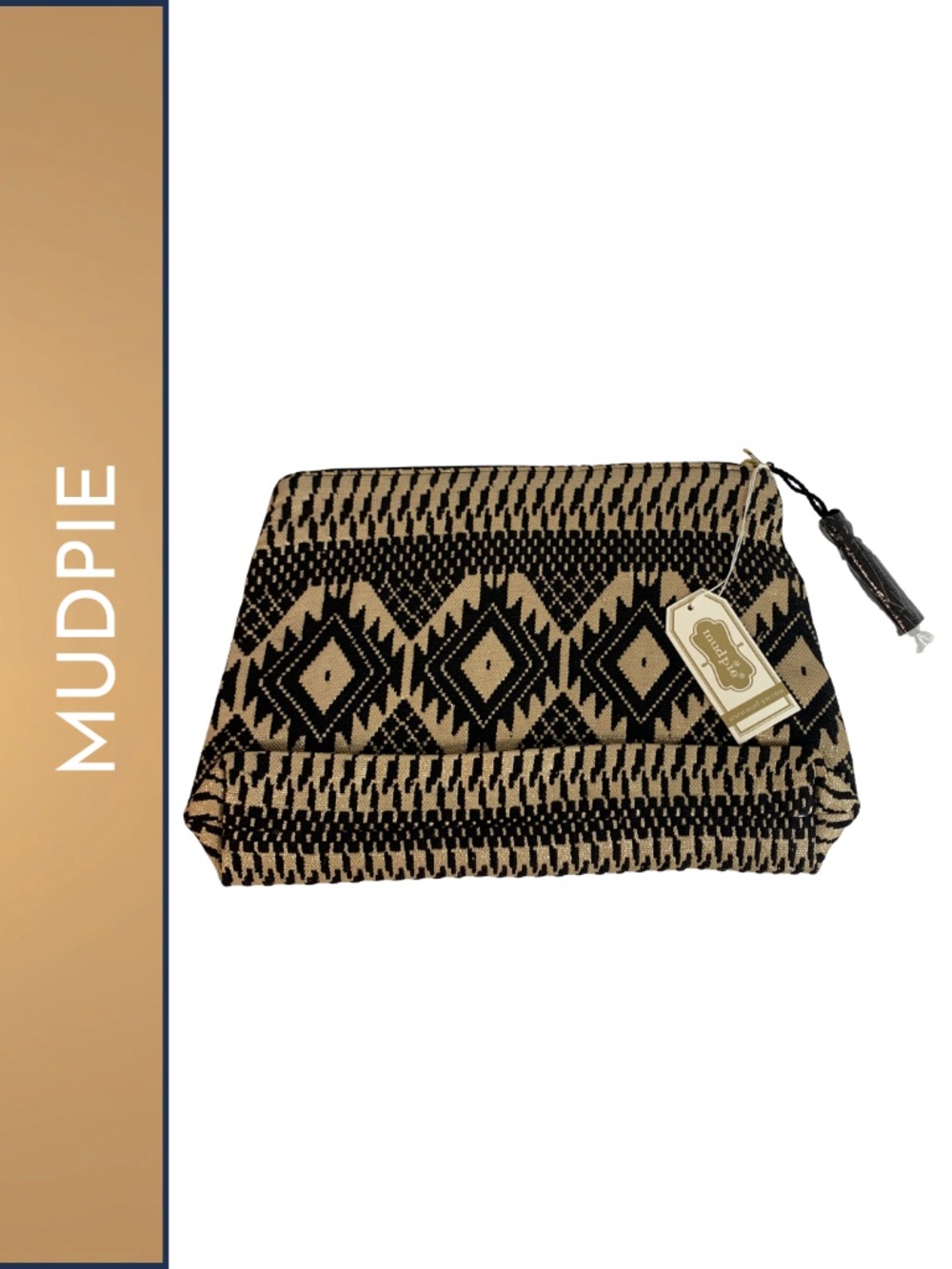 Mud Pie Brown and Black Woven Clutch Bag Bohemian Neutral Southwestern